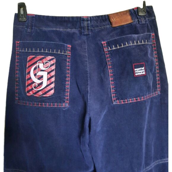 Vintage Marithe Francois Girbaud Baggy Corduroy Blue Big Logo Shuttle Pants 34 - Picture 6 of 11